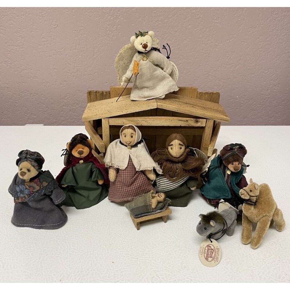 Cottage Collectibles Miniatures GANZ Bears Nativity Set Lorraine Chien Rare HTF